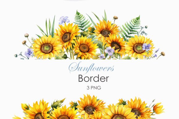 Download Watercolor Sunflowers Border PNG - Sunflowers Collection