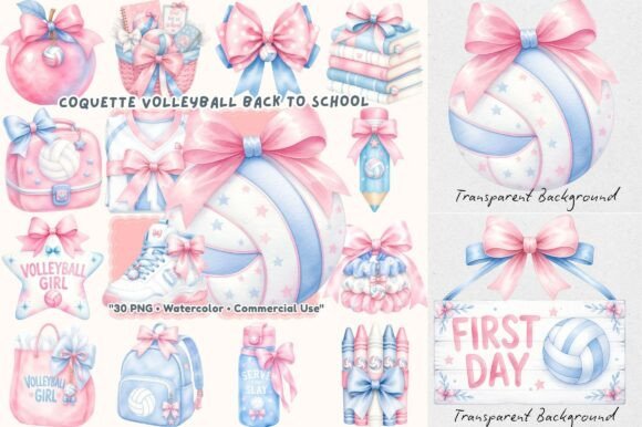 Download Pink Coquette Volleyball Back to School - Premium Bundle