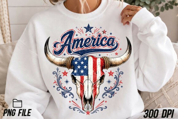 Download America Cow Skull 4th of July Flag PNG - Flag png Collection