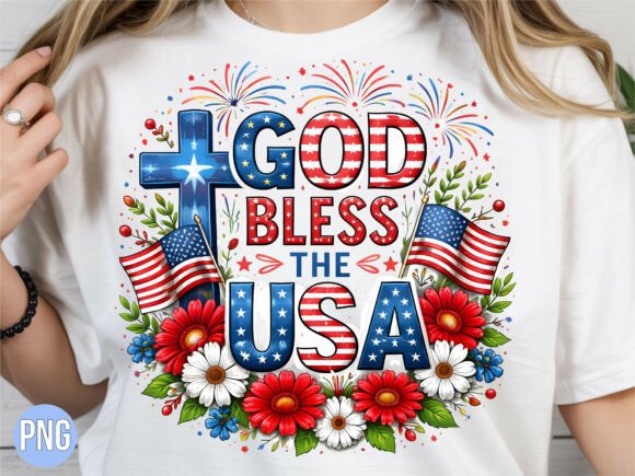 Download God Bless USA Floral American Flag PNG - Flag png Collection