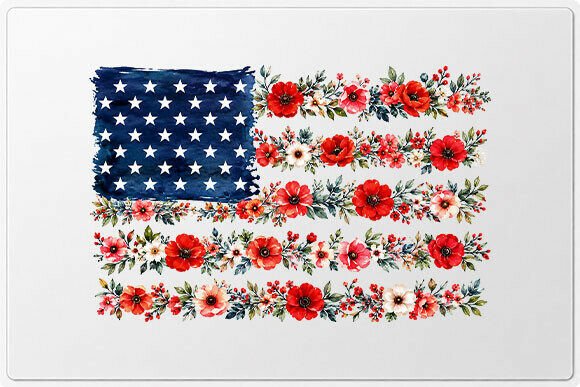 Download Watercolor Floral American Flag PNG - Flag png Collection