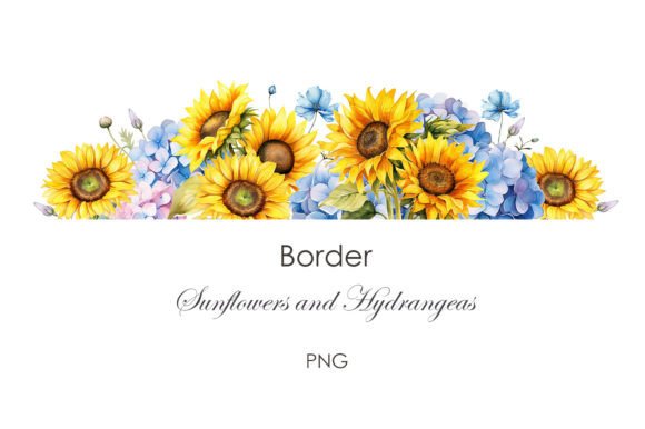 Download Floral Border Sunflowers and Hydrangea - Sunflowers Collection