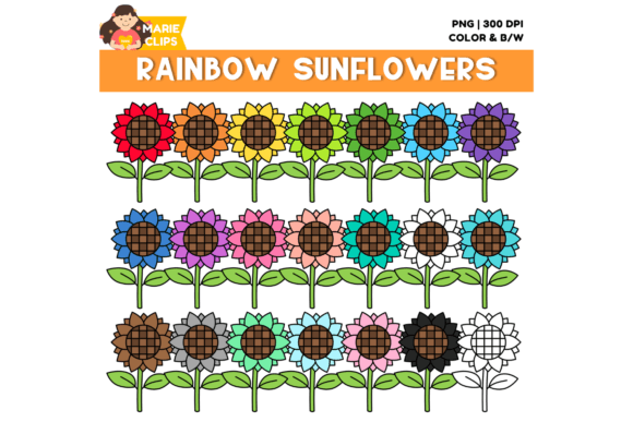 Download Rainbow Sunflowers Clipart - Sunflowers Collection